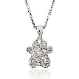 Natural Diamond Paw Print Necklace